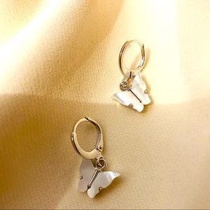 Platinum Plated Butterfly 🦋 Huggie Hoop Earrings
